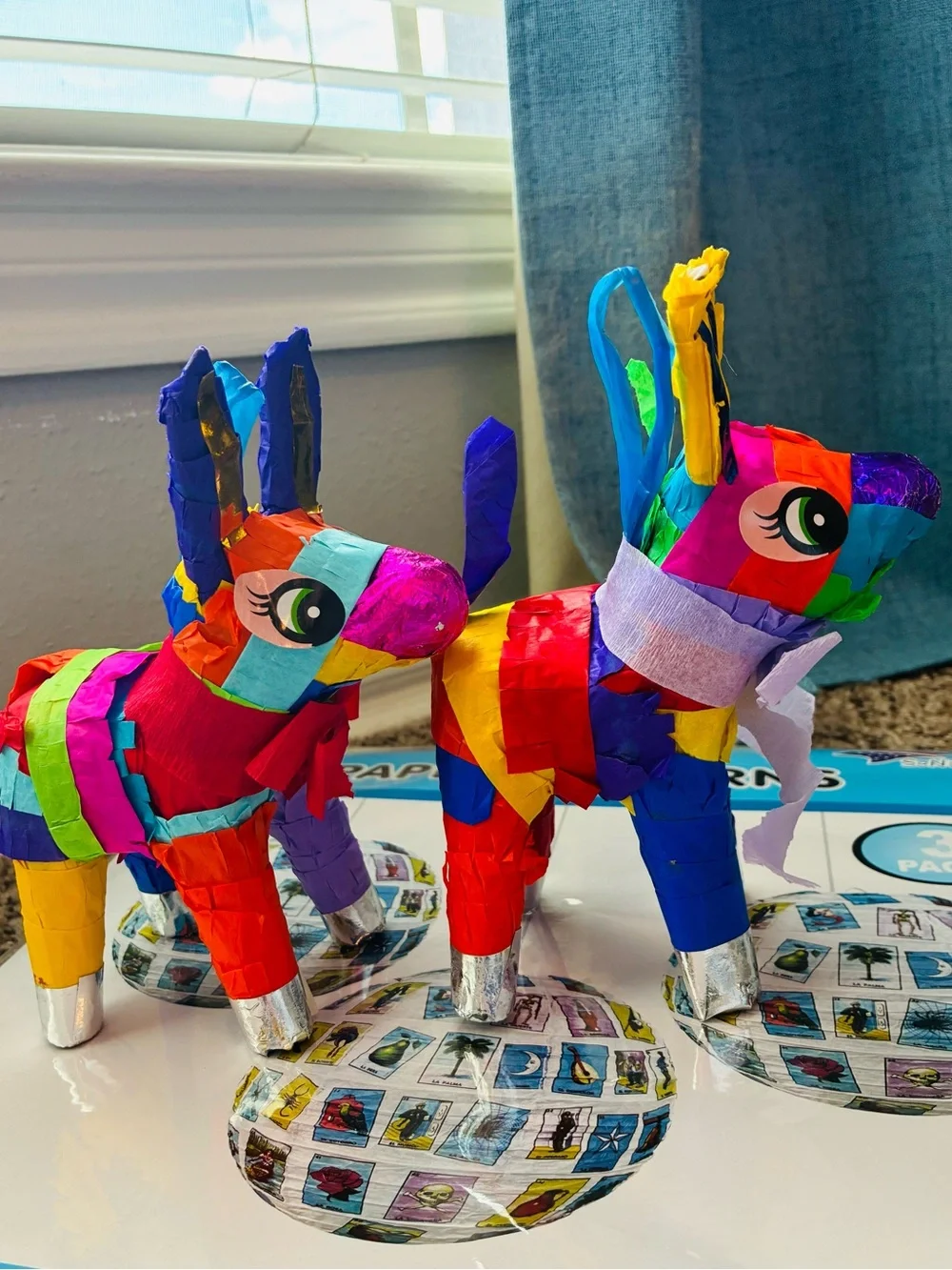 Colorful Mini Piñata Pair - Rainbow Fiesta Decor